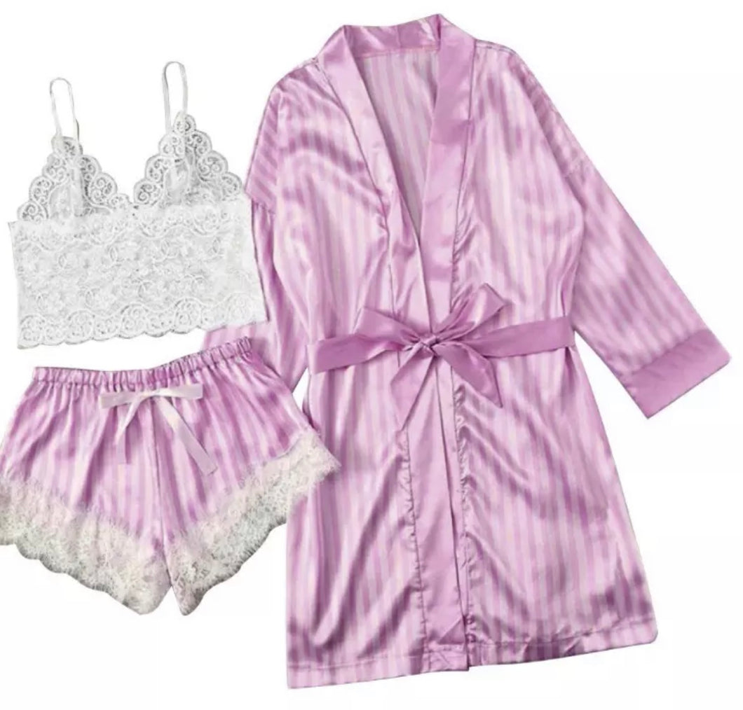Purple 3piece robe set