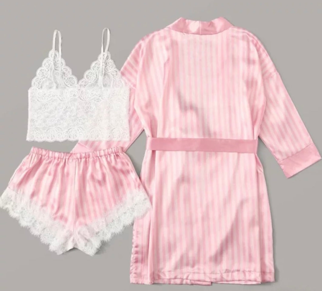 3piece Pink robe set