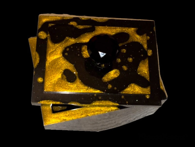 Black & Gold drippy jewelry box