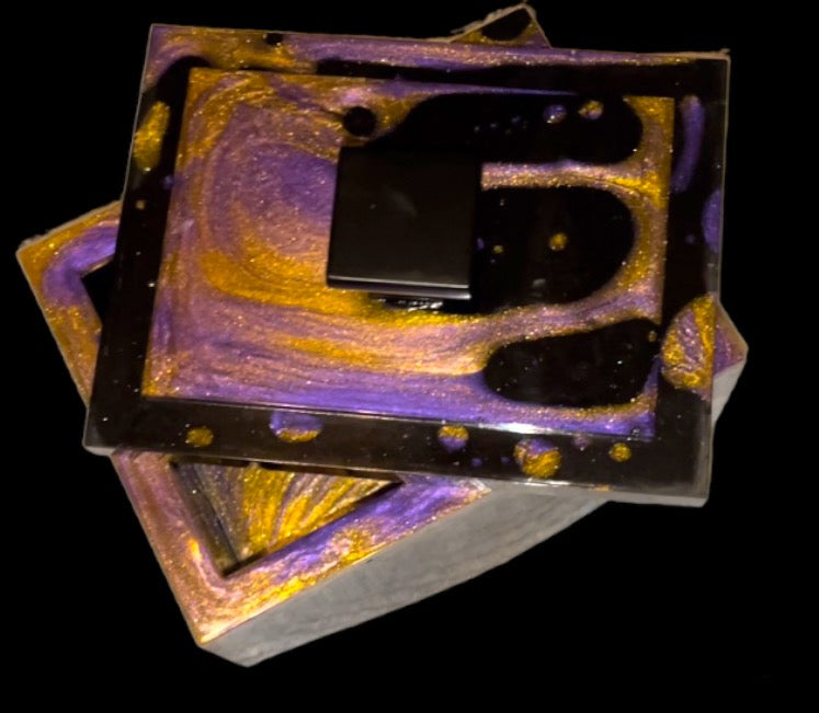 Purple/Gold & black drippy jewelry box